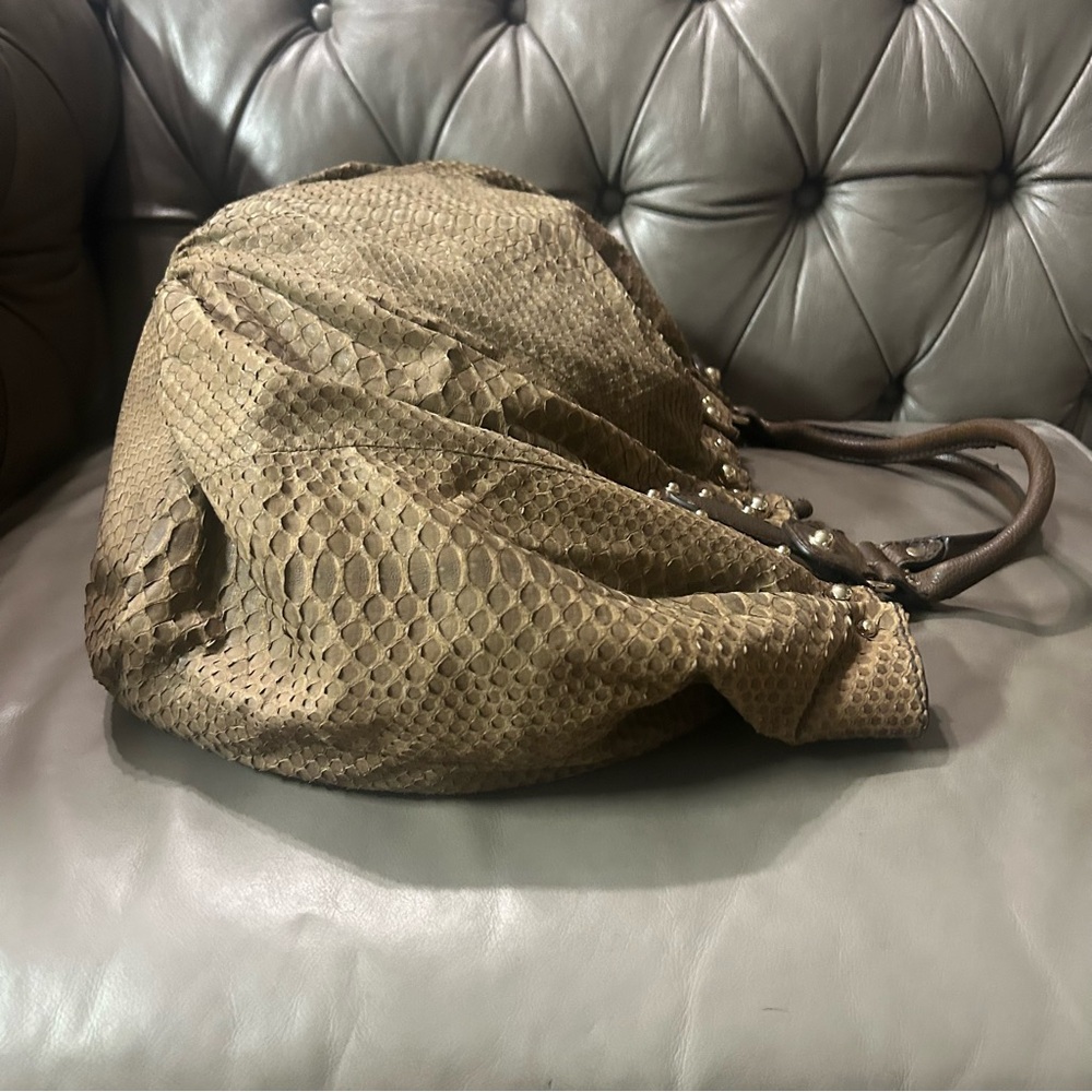 Gucci Studded Python Snake Leather Pelham Slouchy Shoulder Tote Bag Exotic Rare - Picture 12 of 16